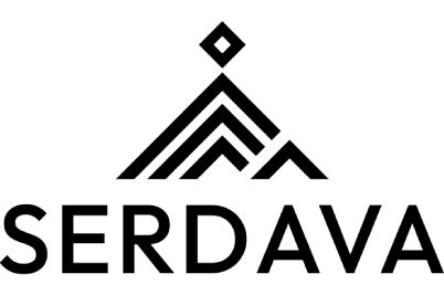 Logo de Serdava con icono minimalista de montaña y rombo superior en color negro sobre fondo blanco - Serdava